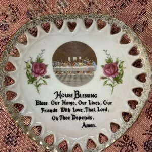 Decorative Plate with House Blessing - Floral Design